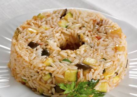 Tarta de berenjenas con arroz